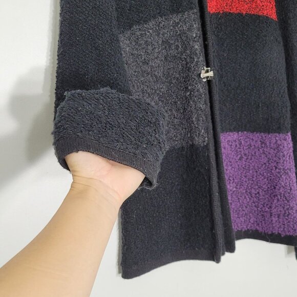 💕Orly Vintage Blend Color Block Wool Blend Cottage Cardigan Sweater 90s Cozy - Picture 6 of 10